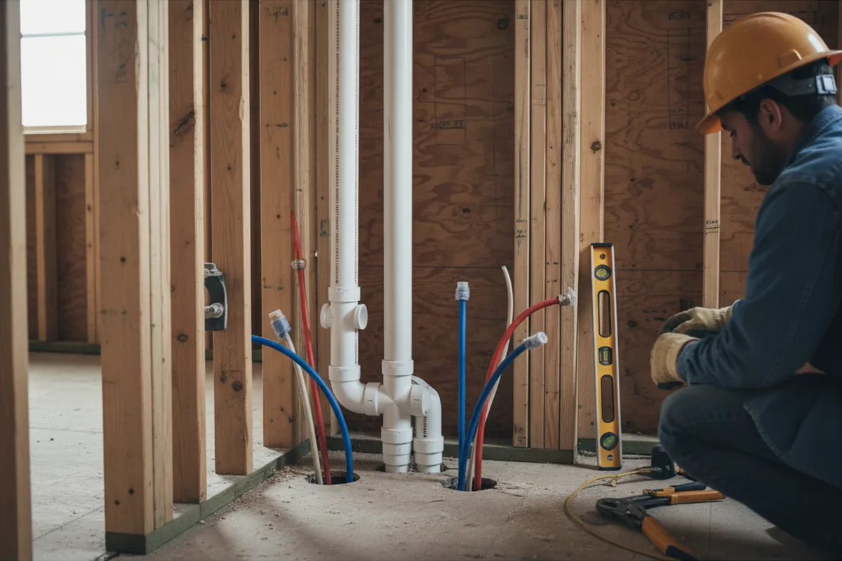 Drain and supply rough-in during Drain Cleaning in Wheatland